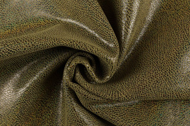 Vitello stampato paillettes lamina multicolor verde